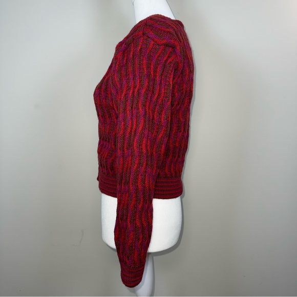 Liz Claiborne Vintage 100% Wool Cable Knit Cardigan, Petite L, Bold Retro - Picture 8 of 13